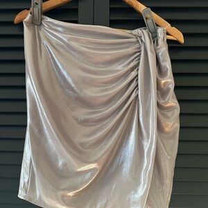 INC International Concepts Asymmetrical Silver Skirt